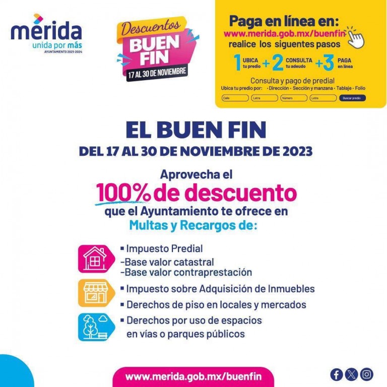 Por el buen fin habrá descuentos en las contribuciones fiscales con el ayuntamiento de Mérida
