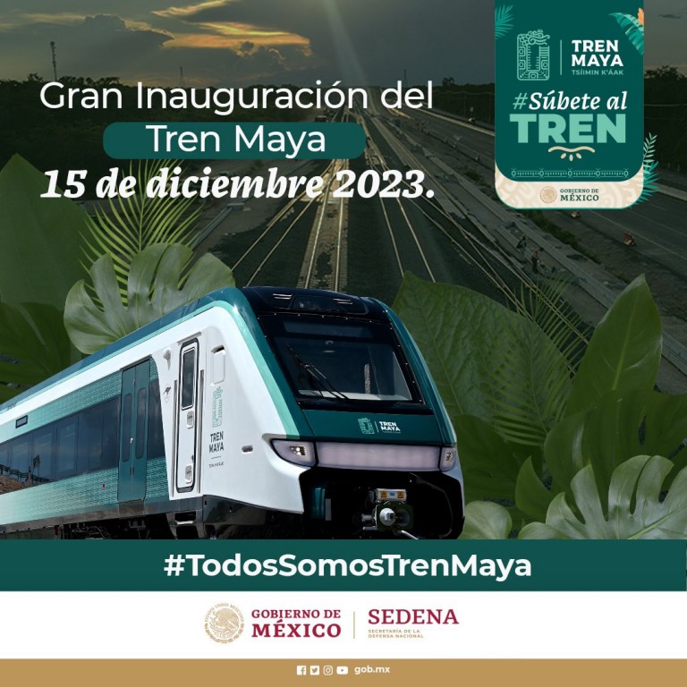 Todo listo para que se inaugure el tren maya el próximo 15 de diciembre en Yucatán.
