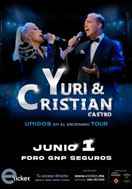 Unidos en el escenario Yuri y Cristian Castro se presentarán en Mérida