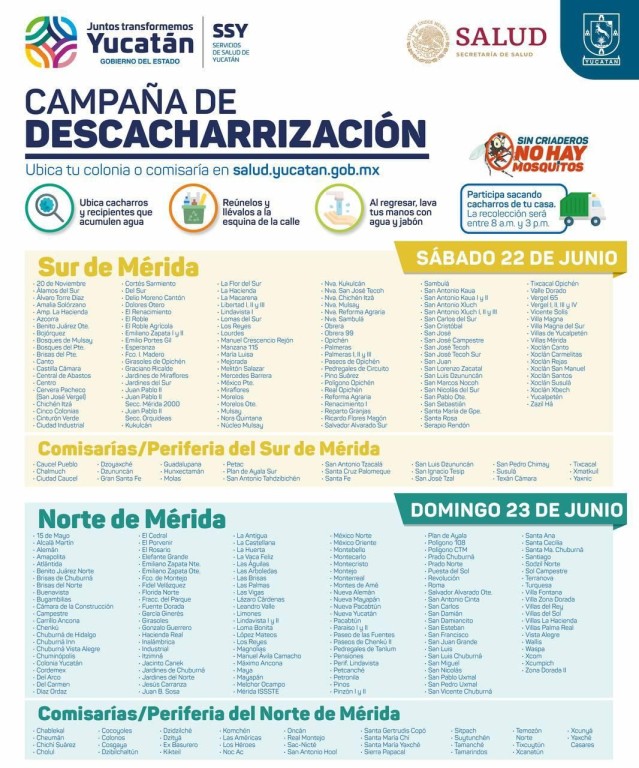 Realizarán campaña de descacharrización en Mérida este fin de semana