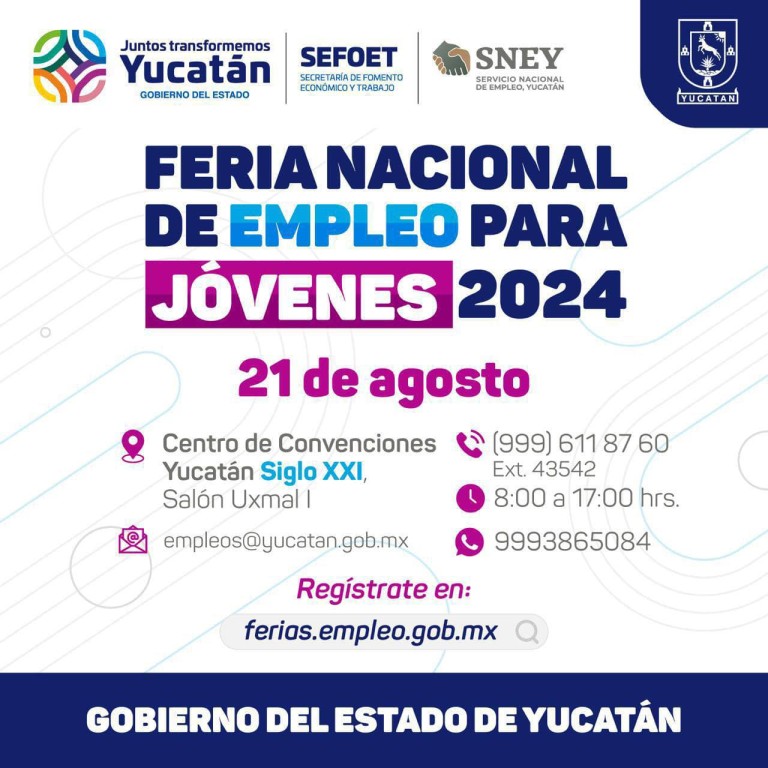 Realizarán feria Nacional de Empleo para Jóvenes en Yucatán