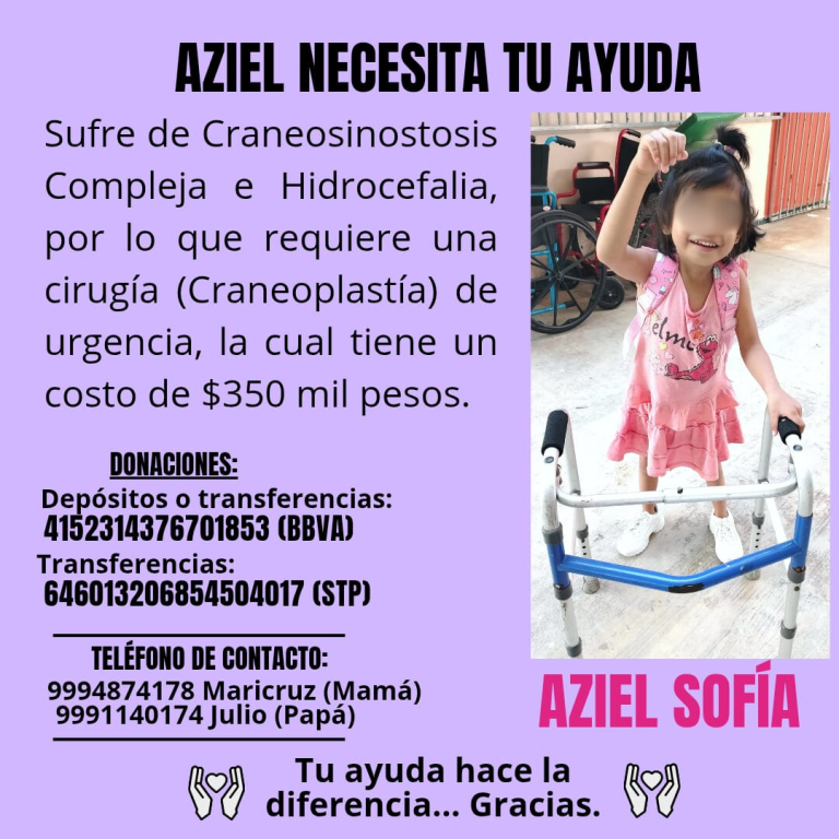 Solicitan donaciones para la operación de una menor de 4 años