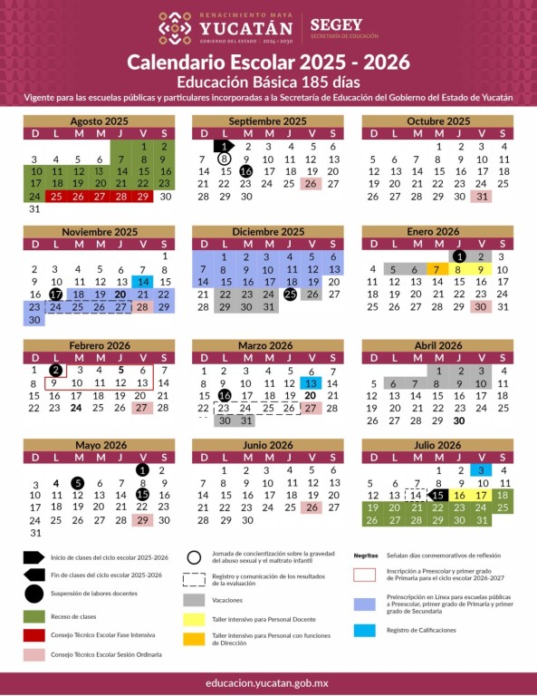 Presentan calendario escolar 2025–2026