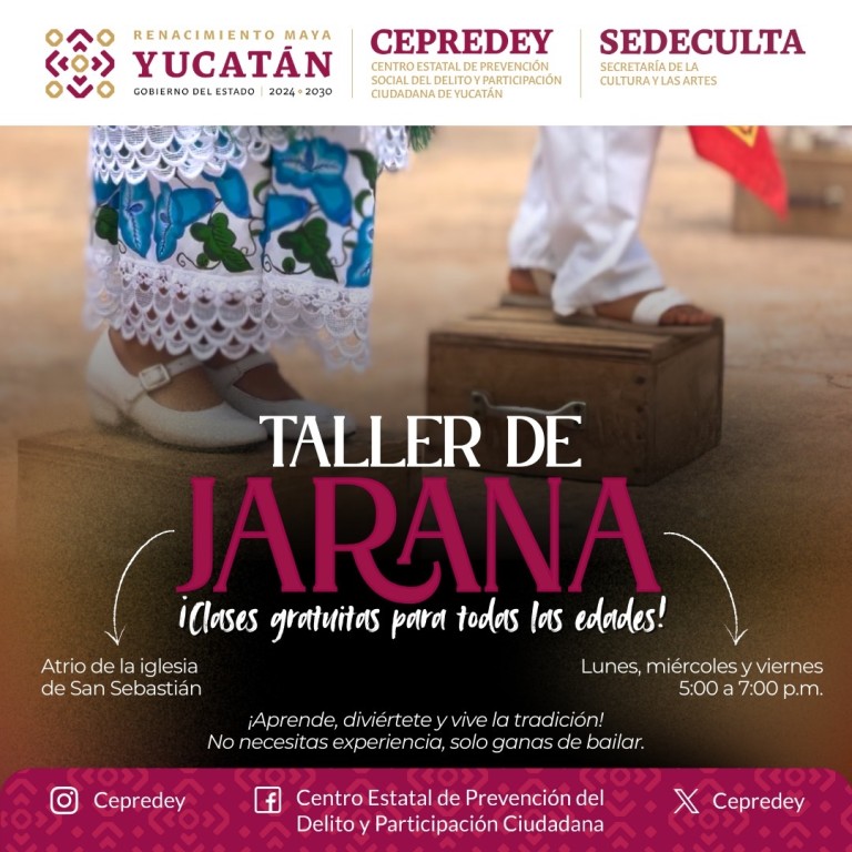 Invitan a clases gratuitas de Jarana yucateca en parque de San Sebastián