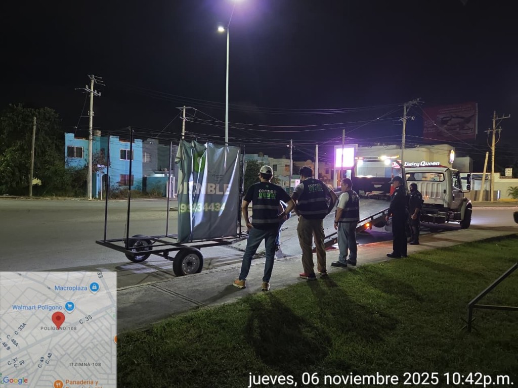 Retira Ayuntamiento de Mérida publicidad irregular en Polígono 108 Itzimná