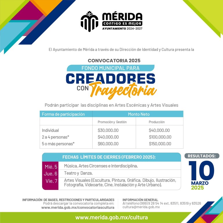 Anuncia Ayuntamiento de Mérida apoyos al talento local