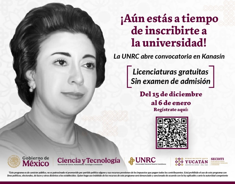 Continúan abiertas las inscripciones para a la Universidad Nacional Rosario Castellanos, Unidad Kanasín