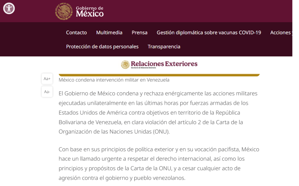 Rechaza Claudia Sheinbaum intervenci&oacute;n armada en Venezuela