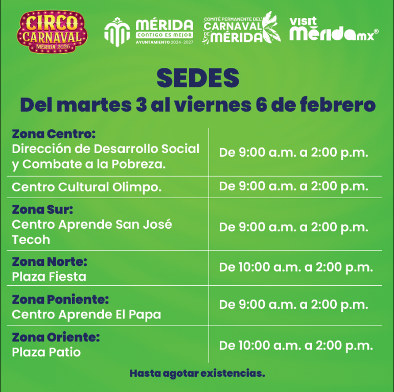 Arranca la entrega de boletos para los conciertos del Carnaval de M&eacute;rida