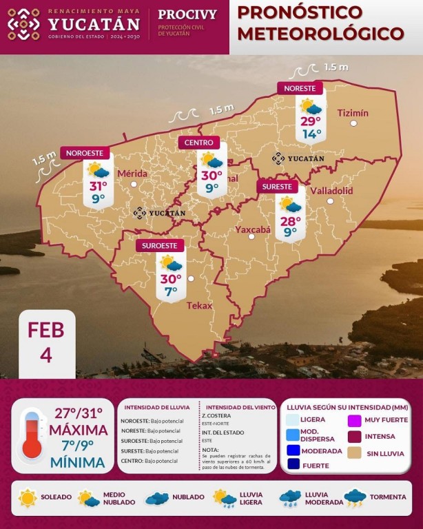 Persistir&aacute;n las bajas temperaturas en Yucat&aacute;n: Procivy