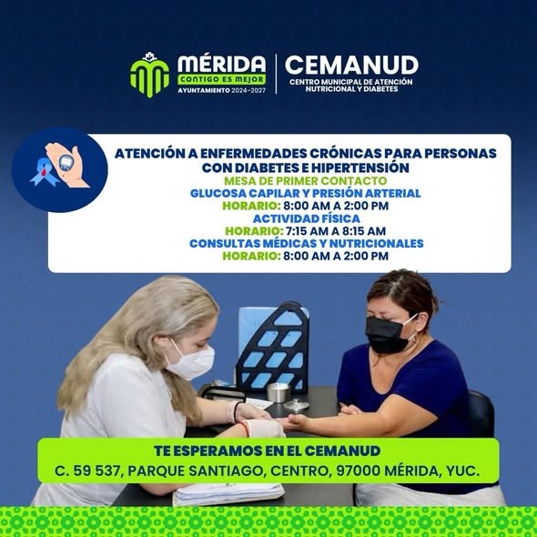 Ofrecen servicios gratuitos de salud nutricional y atenci&oacute;n a la diabetes, en M&eacute;rida