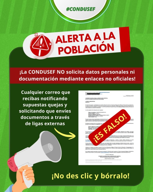 Alertan sobre correos falsos que suplantan a la Condusef en Yucat&aacute;n