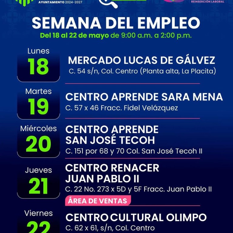 Arrancar&aacute; lunes la semana por el empleo, con m&aacute;s de mil vacantes, en M&eacute;rida