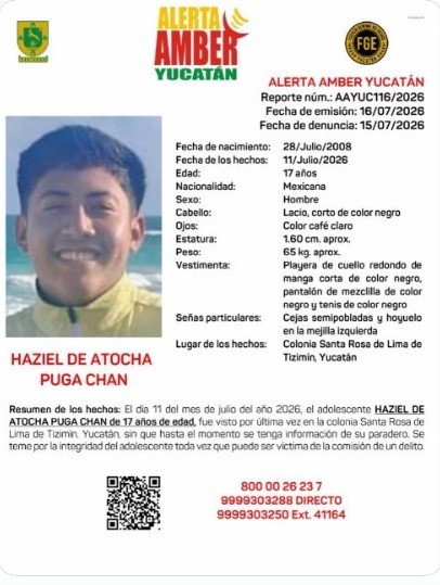 Lleva adolescente de Tizim&iacute;n 5 d&iacute;as desaparecido