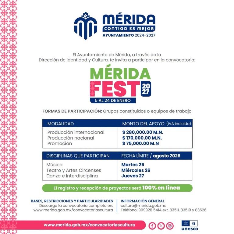 Recta final para el registro del Mérida Fest 2027