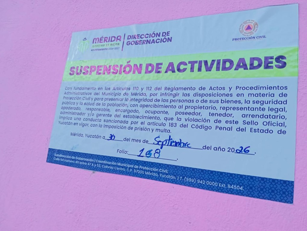 Suspende actividades Protecci&oacute;n Civil de M&eacute;rida en inmueble de la calle 60, por condiciones de riesgo