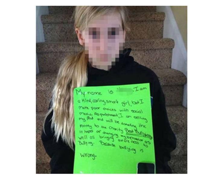 Sube foto de su hija a Facebook por haber hecho Bullying