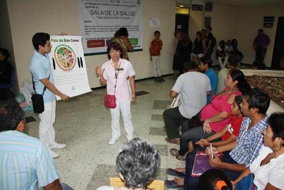 Mientras esperan en unidades médicas del IMSS Yucatán aplican acciones de sala de la salud