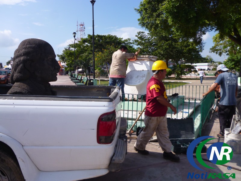 TIZIMIN: Reubican busto de Miguel Hidalgo para colocarlo en nueva avenida.