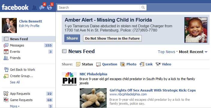 Facebook podría implementar alertas para encontrar a niños desaparecidos 