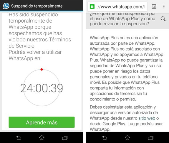 WhatsApp bloquea las cuentas de sus usuarios por 24 horas