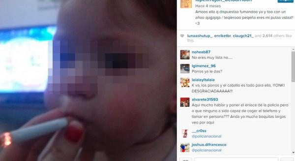 Una madre pública en instagram la foto de su bebé fumando
