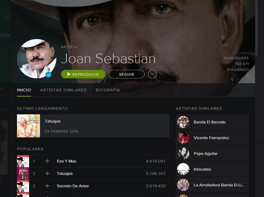 Joan Sebastian en Spotify