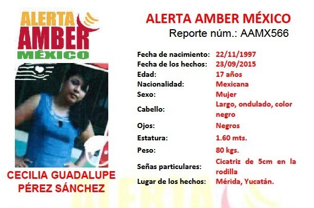 Reportan una menor extraviada en Mérida