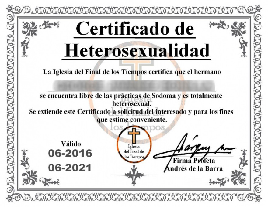 Venden certificados de heterosexualidad