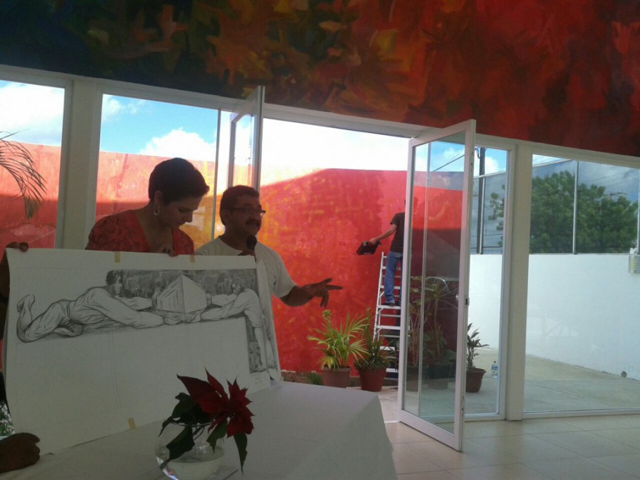 Pintan mural tridimensional en la Casa de la Cultura de Tizimín