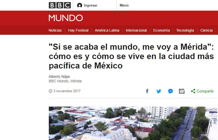 La BBC destaca a Mérida por su seguridad