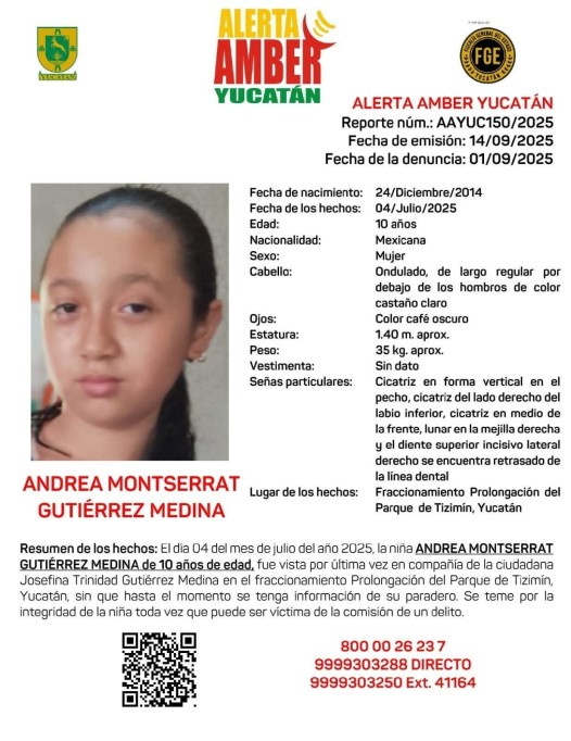 Busca la FGE a menor de Tizimín desaparecida desde julio