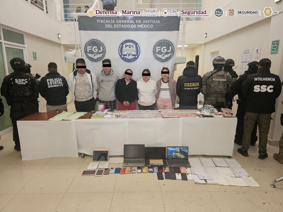 Detienen en Edomex a 5 integrantes de célula criminal. Detienen en Edomex a 5 integrantes de célula criminal.