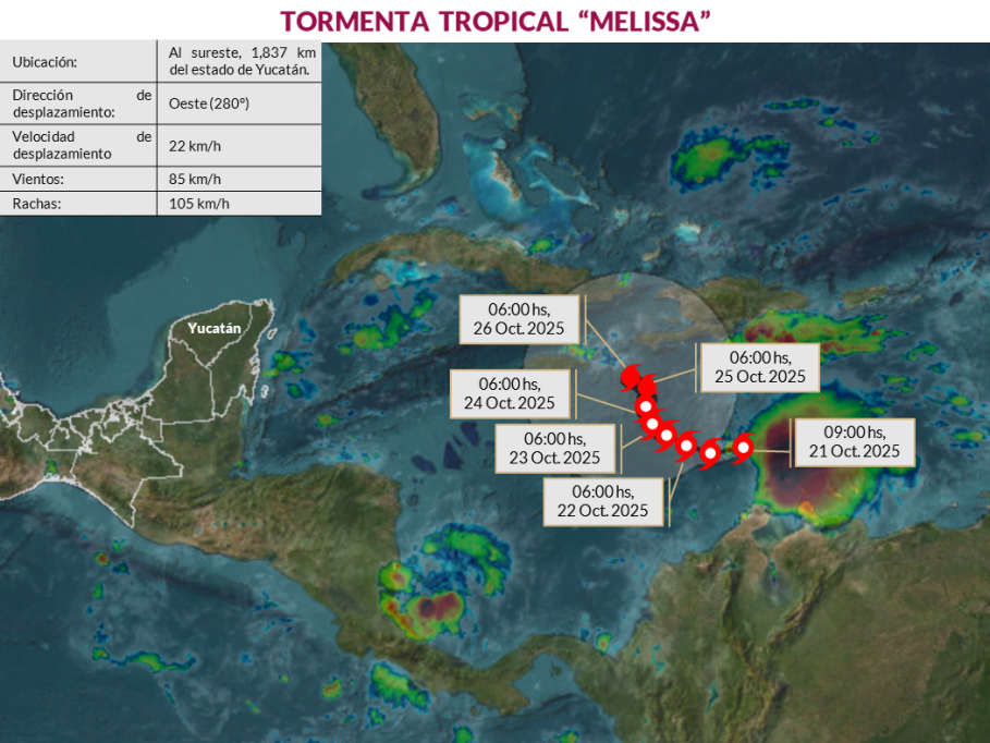 Monitorea Gobierno del Estado trayectoria de la tormenta tropical Melissa Monitorea Gobierno del Estado trayectoria de la tormenta tropical Melissa
