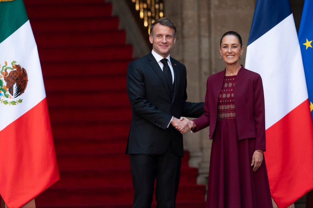 Recibe presidenta Sheinbaum a su homólogo de Francia, Emmanuel Macron, en Palacio Nacional