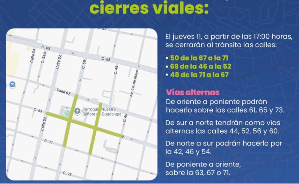 ¡Precaución! Este jueves, desde las 5 de la tarde, cierran calles en el centro de Mérida