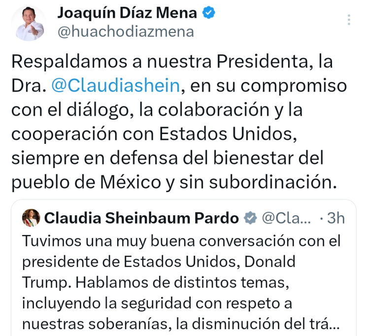Se solidariza Huacho Díaz con Claudia Sheinbaum