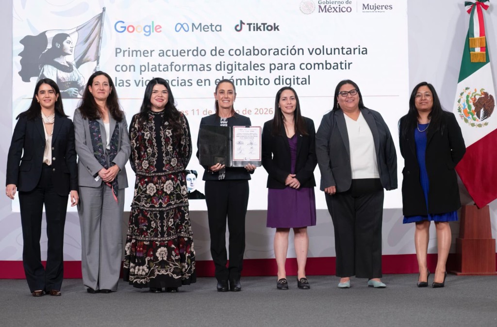 Firma Gobierno de México primer acuerdo de colaboración voluntaria con Google, Meta y Tiktok, para combatir violencia digital contra las mujeres