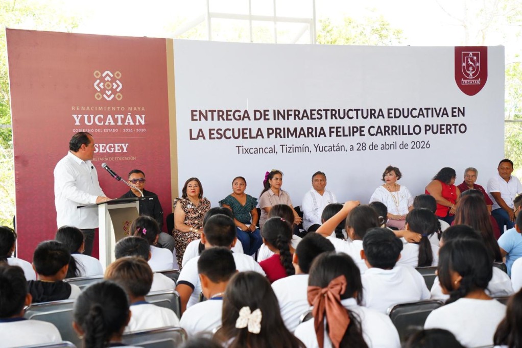 Ya no sufrirá estragos por clima alumnado de primaria de Tixcancal, con nuevo domo escolar