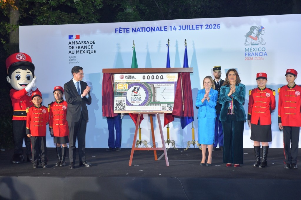 Celebran bicentenario de Relaciones Diplomáticas México-Francia con billete de Sorteo Mayor de Lotería Nacional