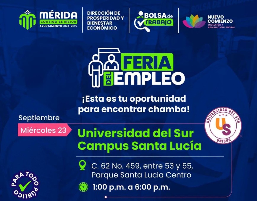 Anuncian próxima Deria de Empleo, en Mérida