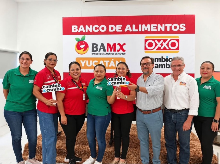 Arranca el programa “Cambio por Cambio” de Oxxo, beneficiando al Banco de Alimentos de Yucatán
