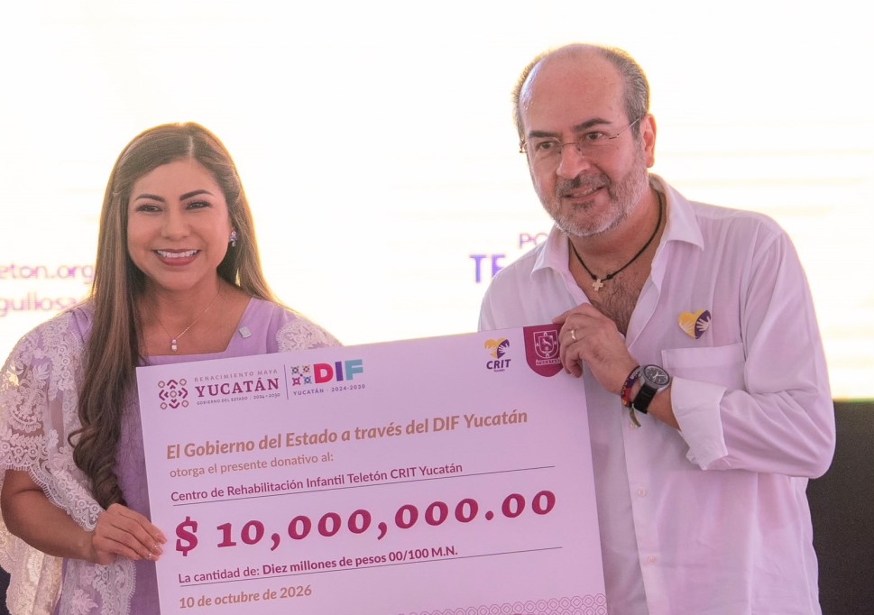 Entrega DIF Yucatán 10 millones de pesos al Teletón para fortalecer la atención del autismo