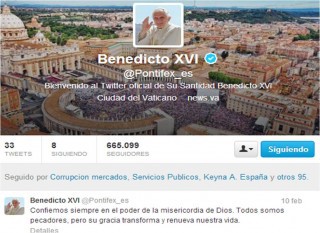 El papa Benedicto XVI causa revuelo en el twitter ante su renuncia