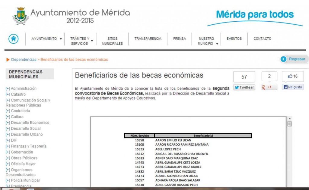 Ayuntamiento de Mérida dio a conocer el listado de nuevos becarios de educación pública básica